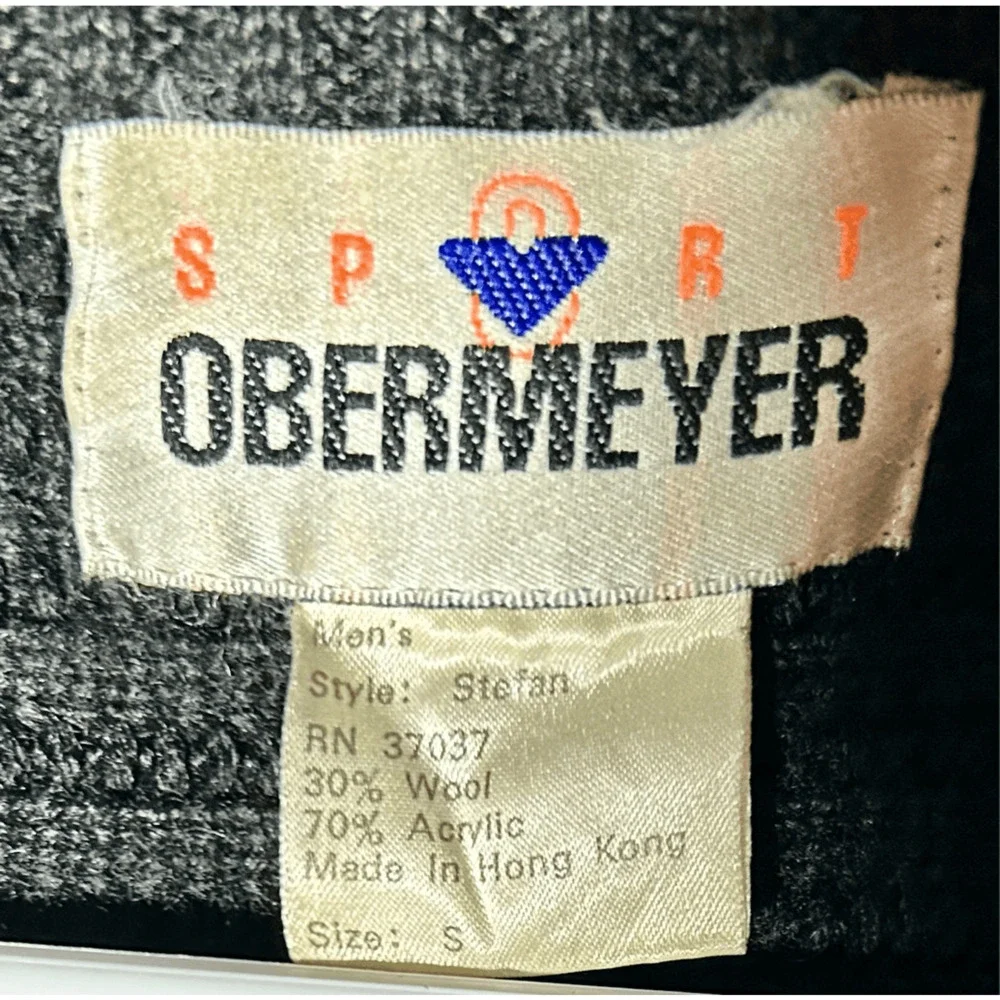 Vintage Men’s Obermeyer Sport Stefan Ski Sweater 1/4 Zip Wool Blend Black Sz S